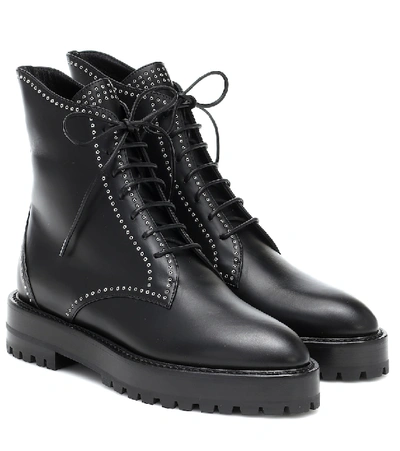 Shop Alaïa Lace-up Leather Ankle Boots In Black