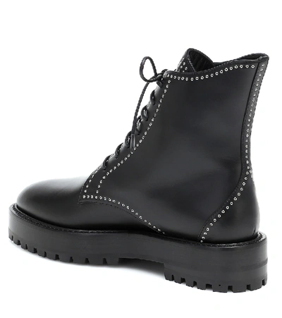 Shop Alaïa Lace-up Leather Ankle Boots In Black