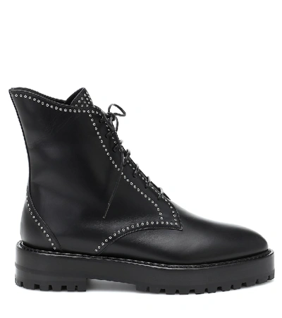 Shop Alaïa Lace-up Leather Ankle Boots In Black