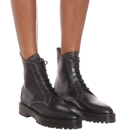 Shop Alaïa Lace-up Leather Ankle Boots In Black