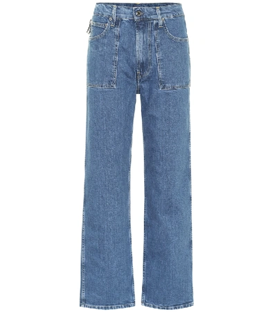 Shop Helmut Lang Factory High-rise Straight Leg Jeans In Blue