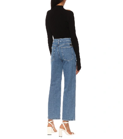 Shop Helmut Lang Factory High-rise Straight Leg Jeans In Blue