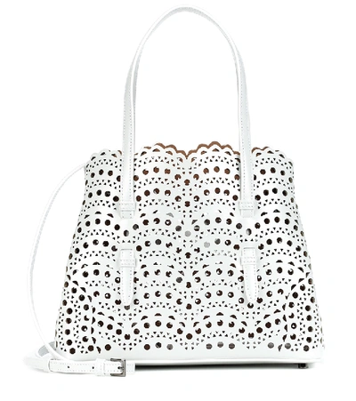 Shop Alaïa Le Mina 25 Vienne Wave Leather Tote Bag In Blanc Optique