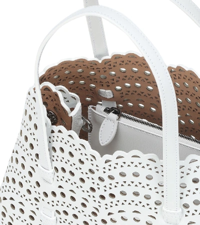 Alaïa Women's Mina 25 Perforated Leather Tote Bag In Blanc Optique