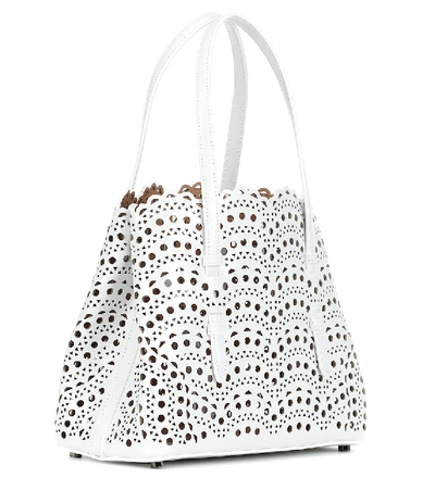 Shop Alaïa Le Mina 25 Vienne Wave Leather Tote Bag In Blanc Optique