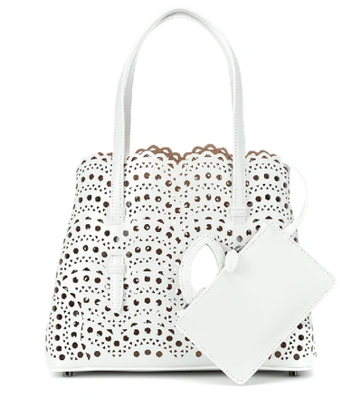 Shop Alaïa Le Mina 25 Vienne Wave Leather Tote Bag In Blanc Optique