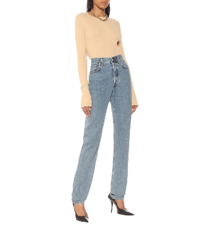 Shop Helmut Lang High-rise Straight Leg Jeans In Blue