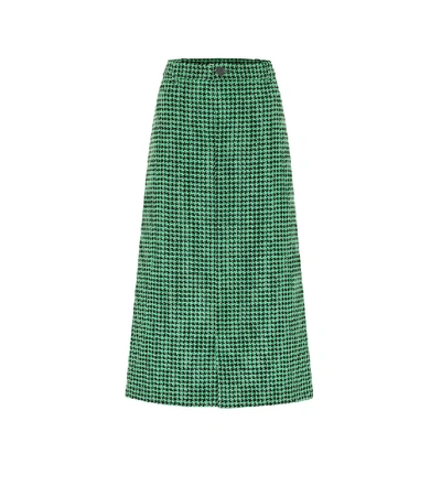 Shop Balenciaga Coat Wool-blend Midi Skirt In Green