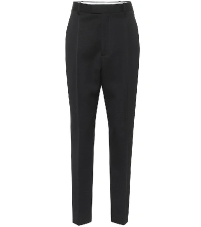 Shop Bottega Veneta High-rise Wool Slim Pants In Black