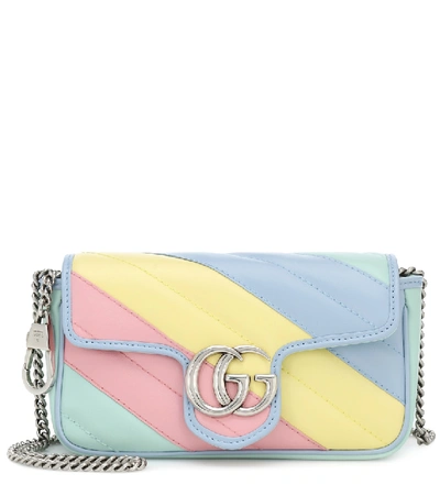 Shop Gucci Gg Marmont Super Mini Leather Shoulder Bag In Multicoloured