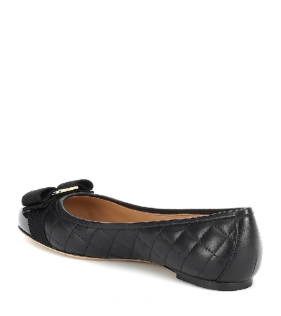 Shop Ferragamo Varina Leather Ballet Flats In Black