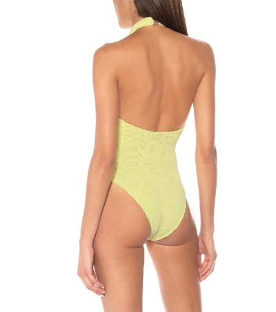 Shop Hunza G Cj Swim Halterneck Swimsuit In Yellow