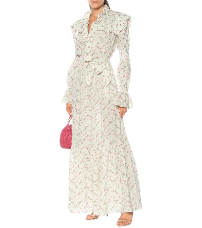 Shop Philosophy Di Lorenzo Serafini Floral Cotton Muslin Maxi Dress In White