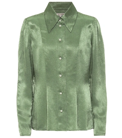 Shop Alexa Chung Clapton Satin Shirt In Green
