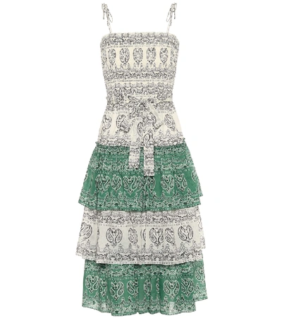 Shop Tory Burch Paisley Cotton Poplin Midi Dress In Multicoloured