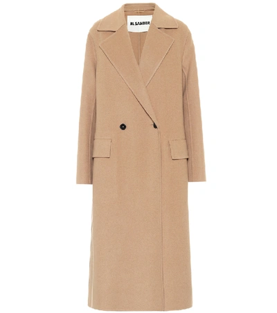 Shop Jil Sander Double-breasted Cashmere Coat In Brown