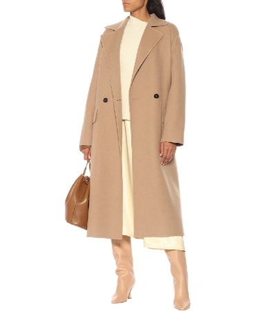 Shop Jil Sander Double-breasted Cashmere Coat In Brown