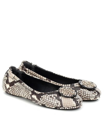 Shop Tory Burch Minnie Leather Ballet Flats In Brown