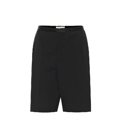 Shop Saint Laurent Virgin Wool Bermuda Shorts In Black