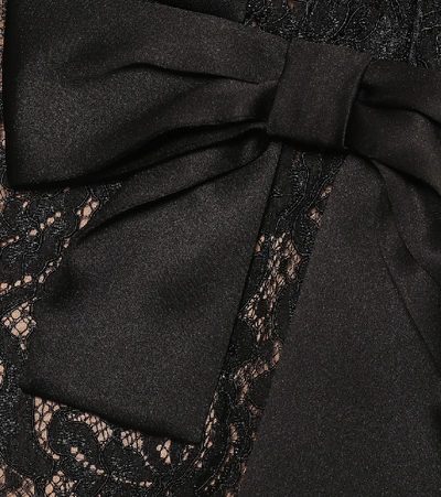 Shop Saint Laurent One-shoulder Lace Minidress In Black