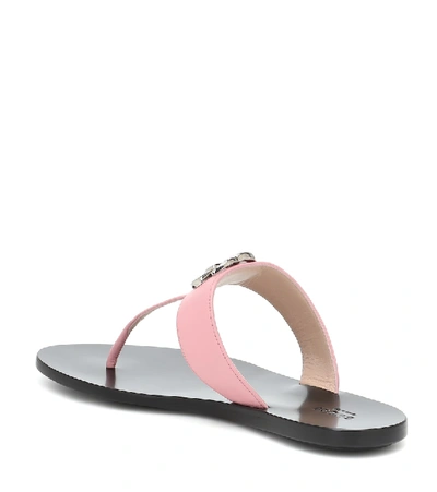 Shop Gucci Marmont Leather Thong Sandals In Pink