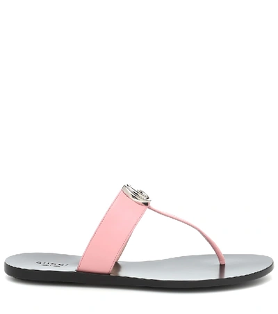 Shop Gucci Marmont Leather Thong Sandals In Pink