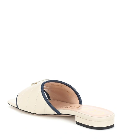 Shop Gucci Double G Quilted Leather Sandals In White