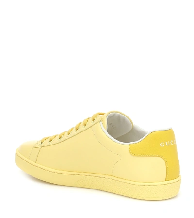 Shop Gucci New Ace Leather Sneakers In Yellow