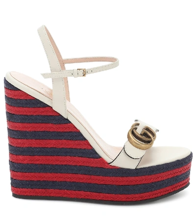 Shop Gucci Double G Espadrille Wedges In Red