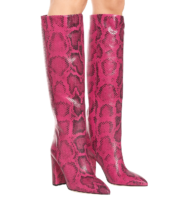 Paris Texas Women's Knee-high Python-embossed Leather Boots In Pink ...
