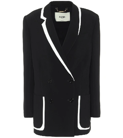 Shop Fendi Double-breasted Blazer In Black