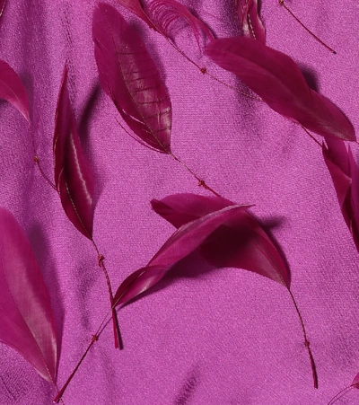Shop Attico Feather-trimmed Satin Top In Purple