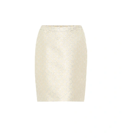 Shop Gucci Gg Lamé Wool-blend Miniskirt In White