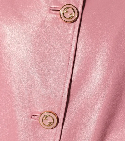 Shop Gucci Leather Coat In Pink