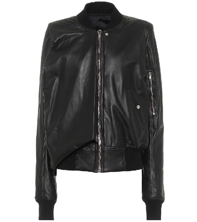 Shop Rick Owens Seb Leather Bomber Jacket In Black
