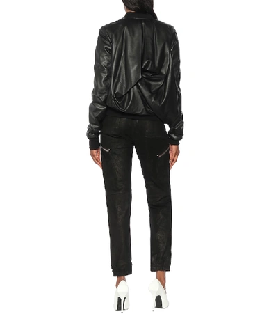 Shop Rick Owens Seb Leather Bomber Jacket In Black