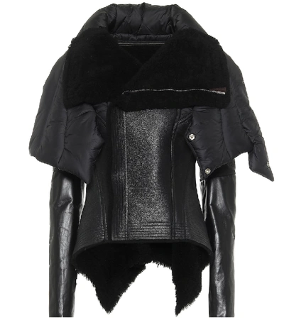 Shop Rick Owens Naska Shearling And Leather Jacket In Black