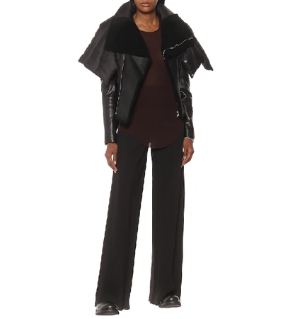 Shop Rick Owens Naska Shearling And Leather Jacket In Black