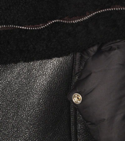 Shop Rick Owens Naska Shearling And Leather Jacket In Black