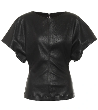 Shop Rick Owens Naska Leather-blend Top In Black