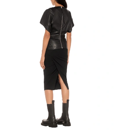 Shop Rick Owens Naska Leather-blend Top In Black