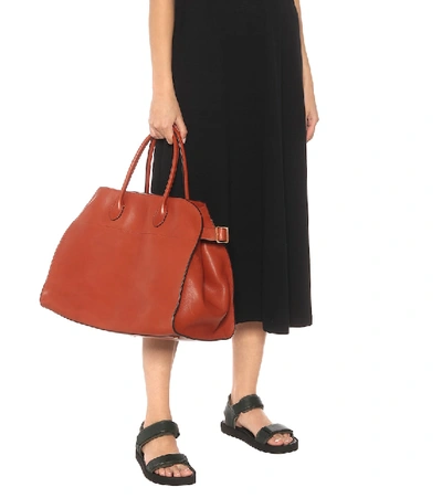 Shop The Row Margaux 17 Leather Tote In Brown
