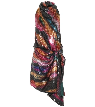 Shop Attico Kaya Sequined Halter Dress In Multicoloured