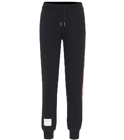 Thom Browne Rwb Stripe-detail Drawstring Track Pants In Black