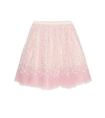 Shop Gucci Gg Embroidered Tulle Skirt In Pink