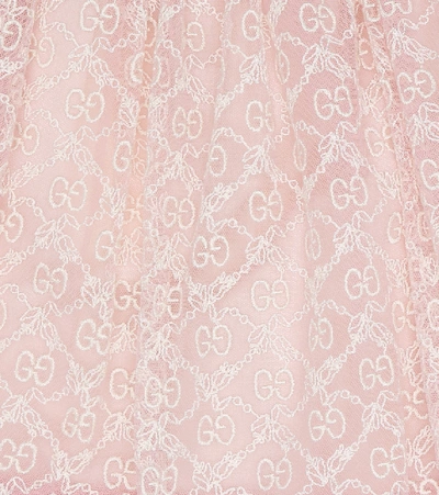 Shop Gucci Gg Embroidered Tulle Skirt In Pink