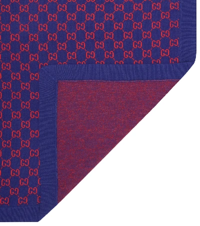 Shop Gucci Baby Wool Blanket In Blue