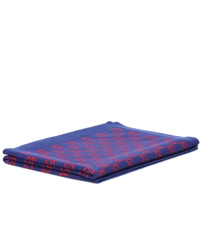 Shop Gucci Baby Wool Blanket In Blue