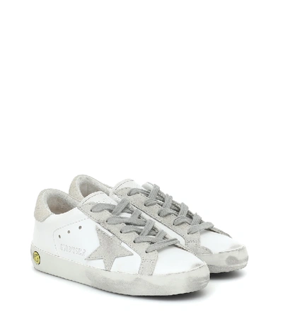 Shop Golden Goose Super-star Leather And Suede Sneakers In White/ice
