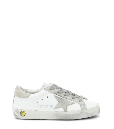 Shop Golden Goose Super-star Leather And Suede Sneakers In White/ice